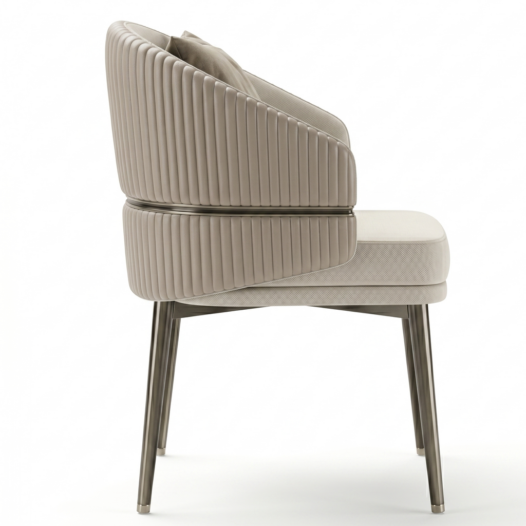 Modern chair with ribbed design on a white background