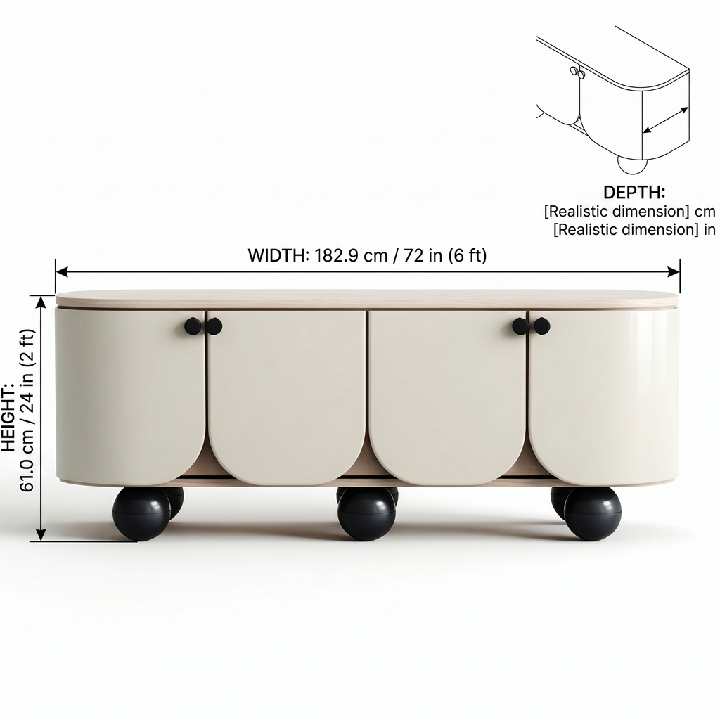 Measurement chart of a storage bench with dimensions on a white background