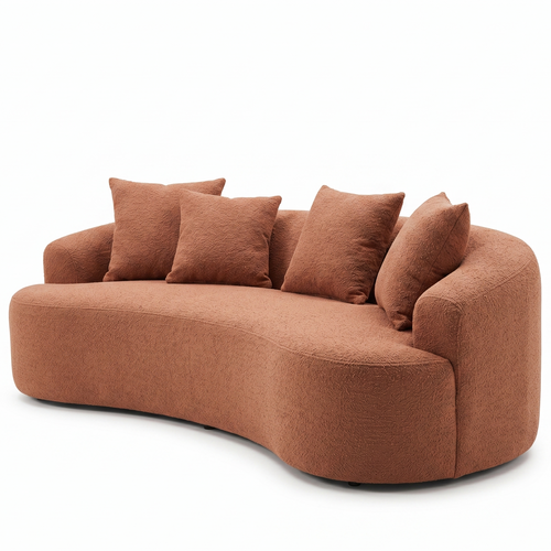 Brown sofa with cushions on a white background