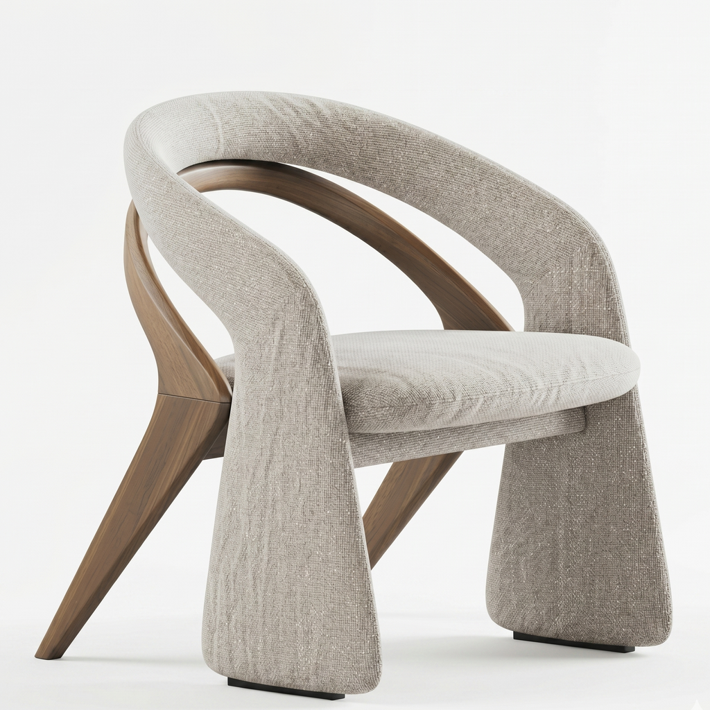 Modern chair with curved design on a white background