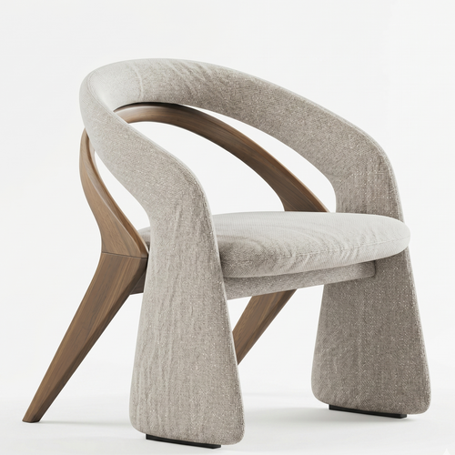 Modern chair with curved design on a white background