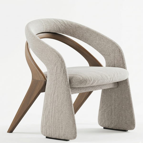 Modern chair with curved design on a white background