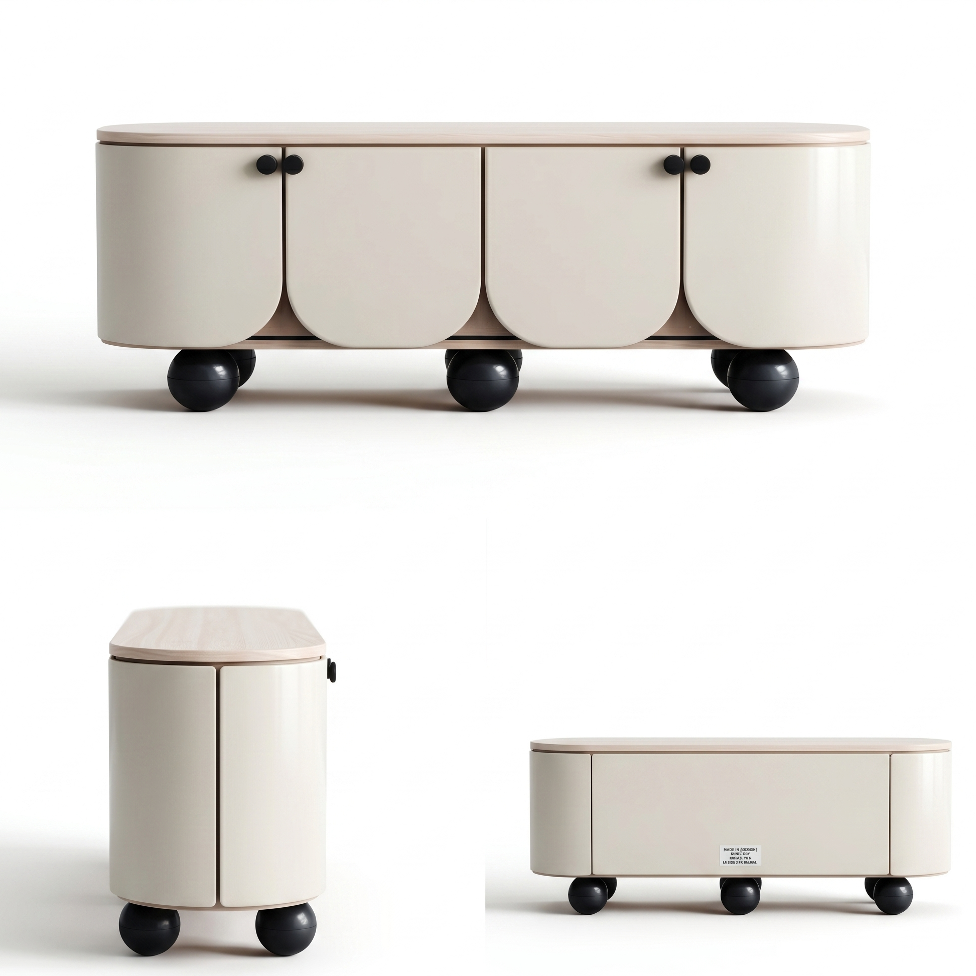 Set of storage ottomans with wheels on a white background