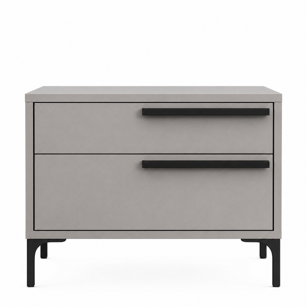 Grey Modern 2 Drawer Bedside Table