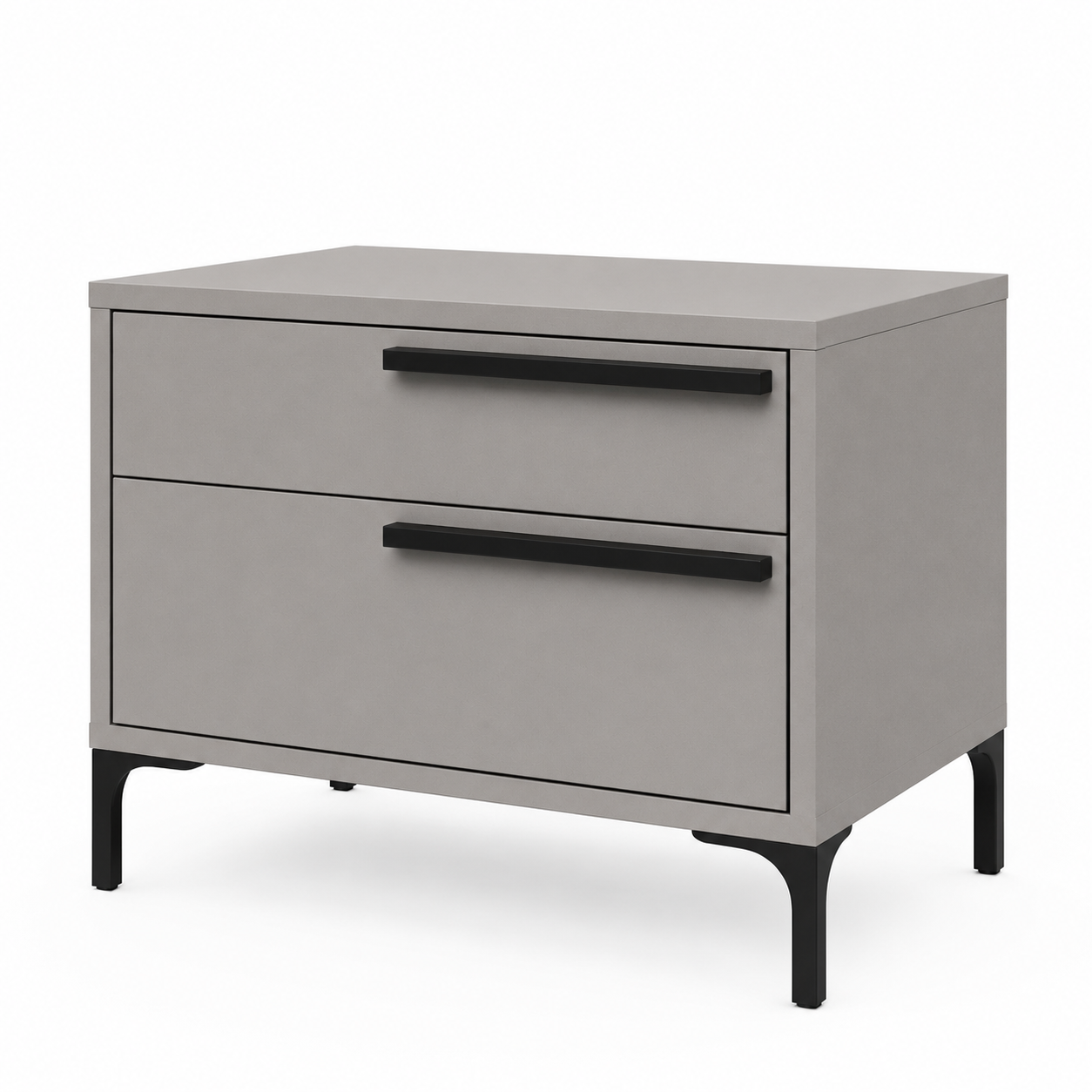 Grey Modern 2 Drawer Bedside Table
