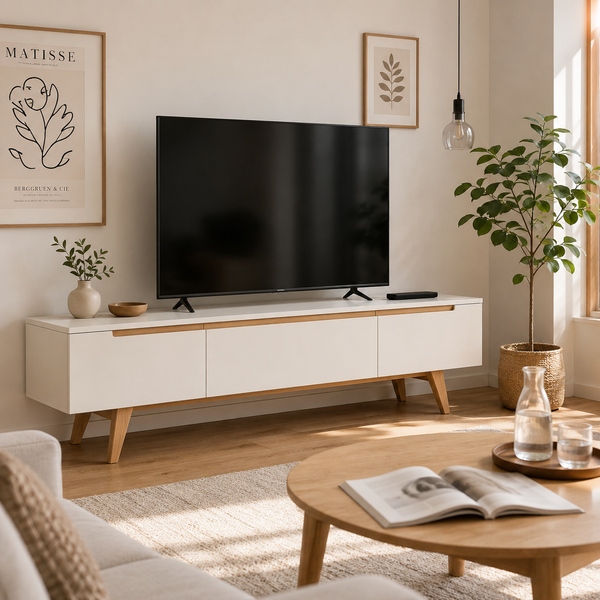 Modern TV Unit with Oak Accent Legs